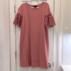 Lane Bryant Plus NWT 100% Cotton Pink Clay Dress w/ Lace Sleeves sz.14 or 16 NWT